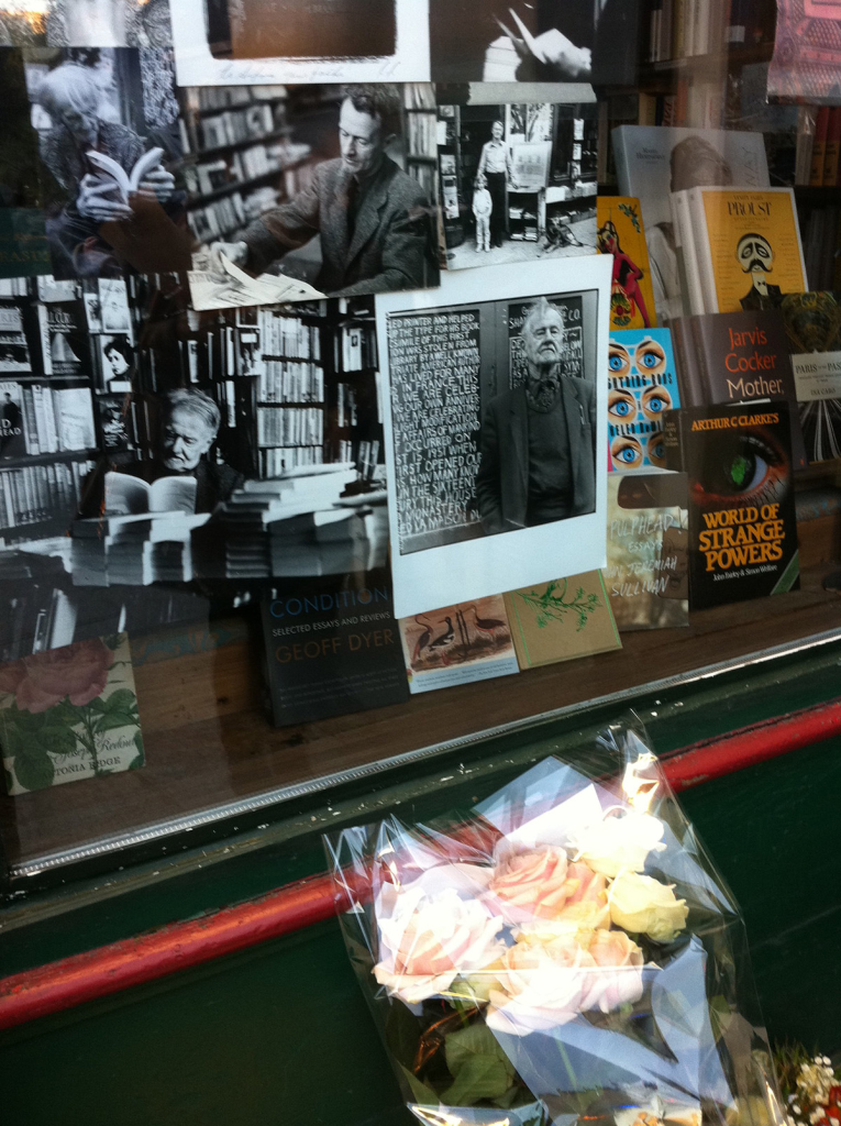 A collage of photographs with a bouquet of pink flowers in the foreground.